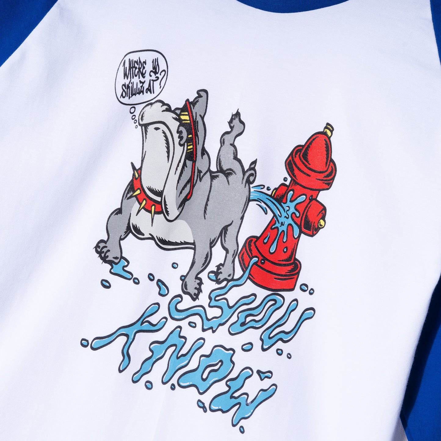 YOU KNOW... WHERE YOU SKILLZ AT Raglan Tee in Blue/White