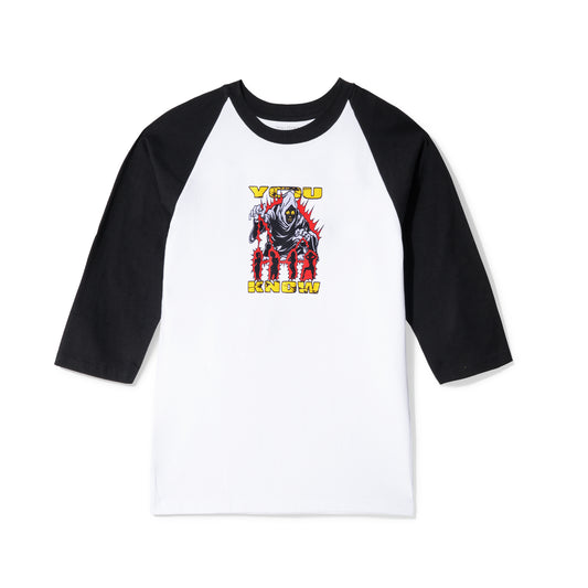 YOU KNOW... WHICH THE HOTTEST Raglan Tee in Black/White