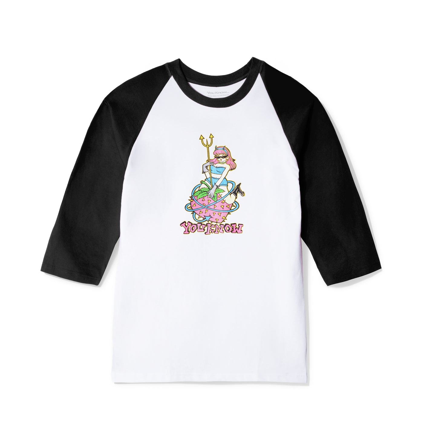 YOU KNOW... We Edn Angel Raglan Tee in Black/White