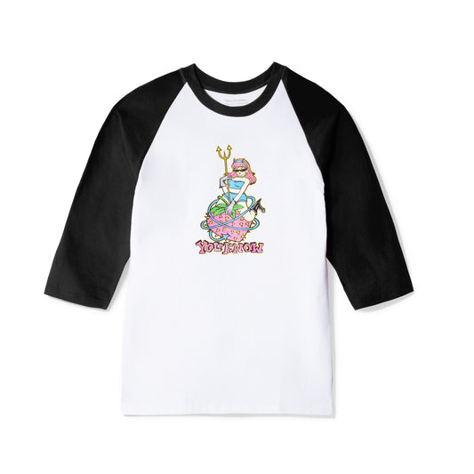 YOU KNOW... We Edn Angel Raglan Tee in Black/White