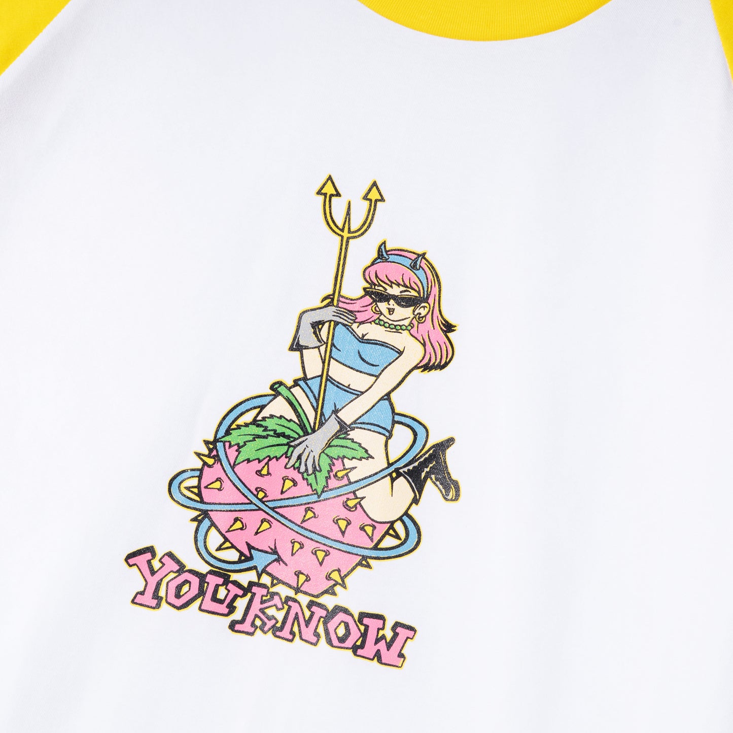 YOU KNOW... We Edn Angel Raglan Tee in Yellow/White