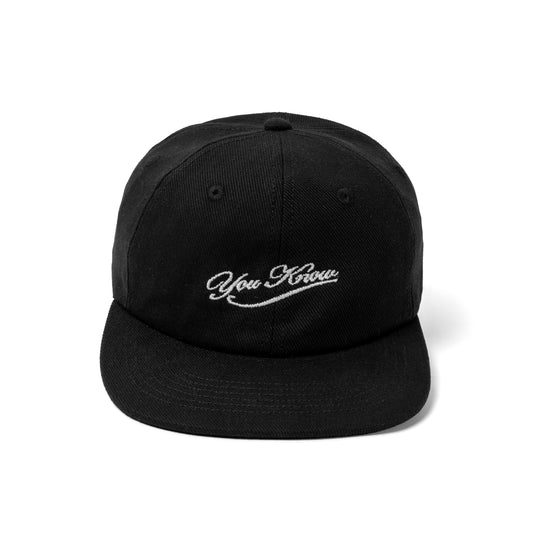 YOU KNOW… Script Canvas Baseball Cap in Black