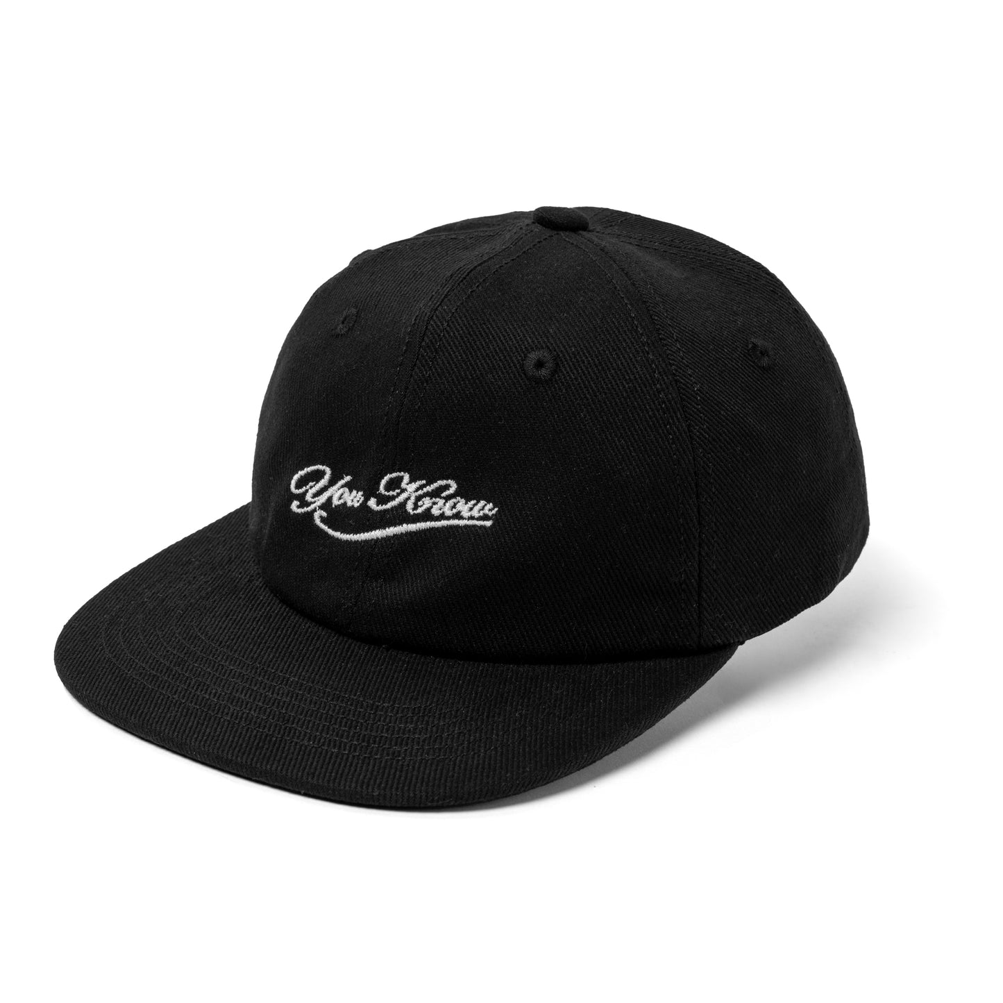 YOU KNOW… Script Canvas Baseball Cap in Black