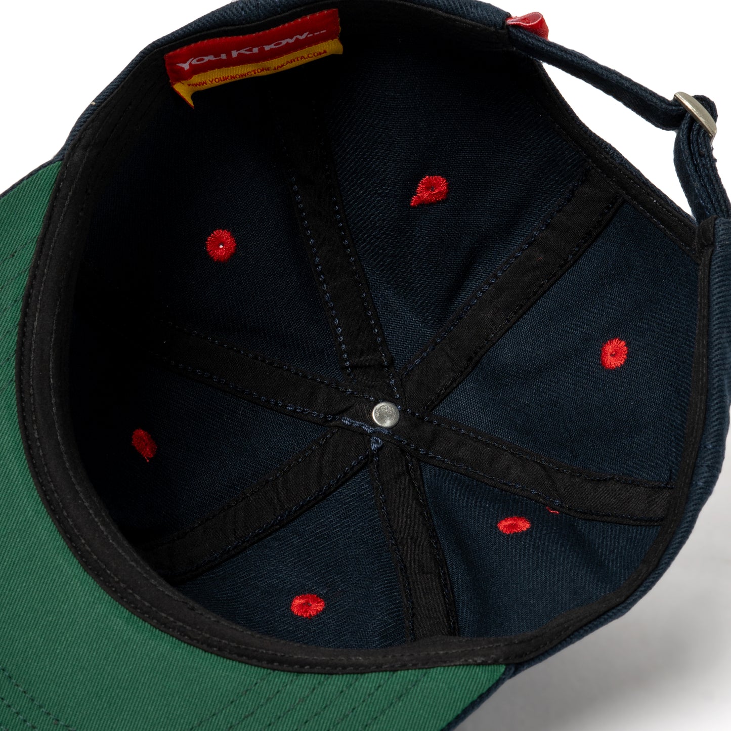 YOU KNOW… Script Canvas Baseball Cap in Navy/Red