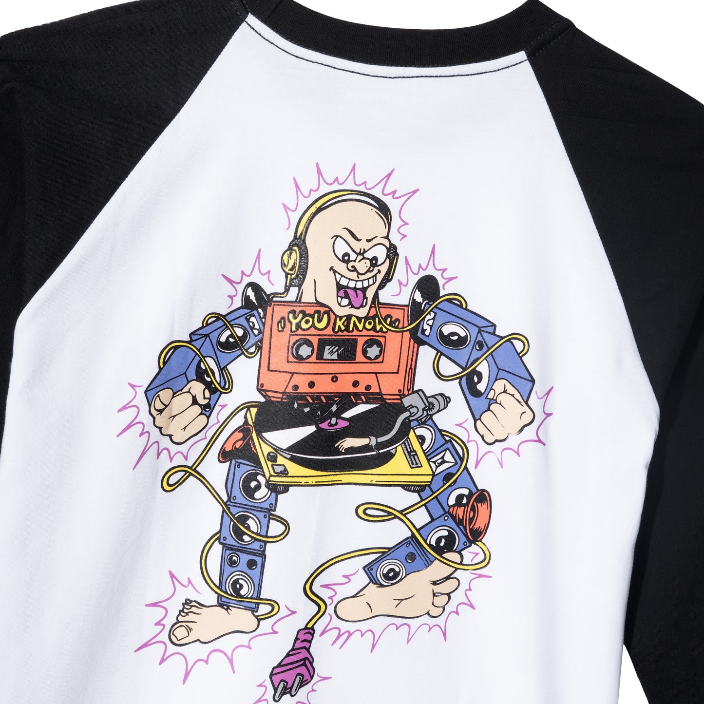 YOU KNOW... BEATS TO THE RHYME Raglan Tee in Black/White