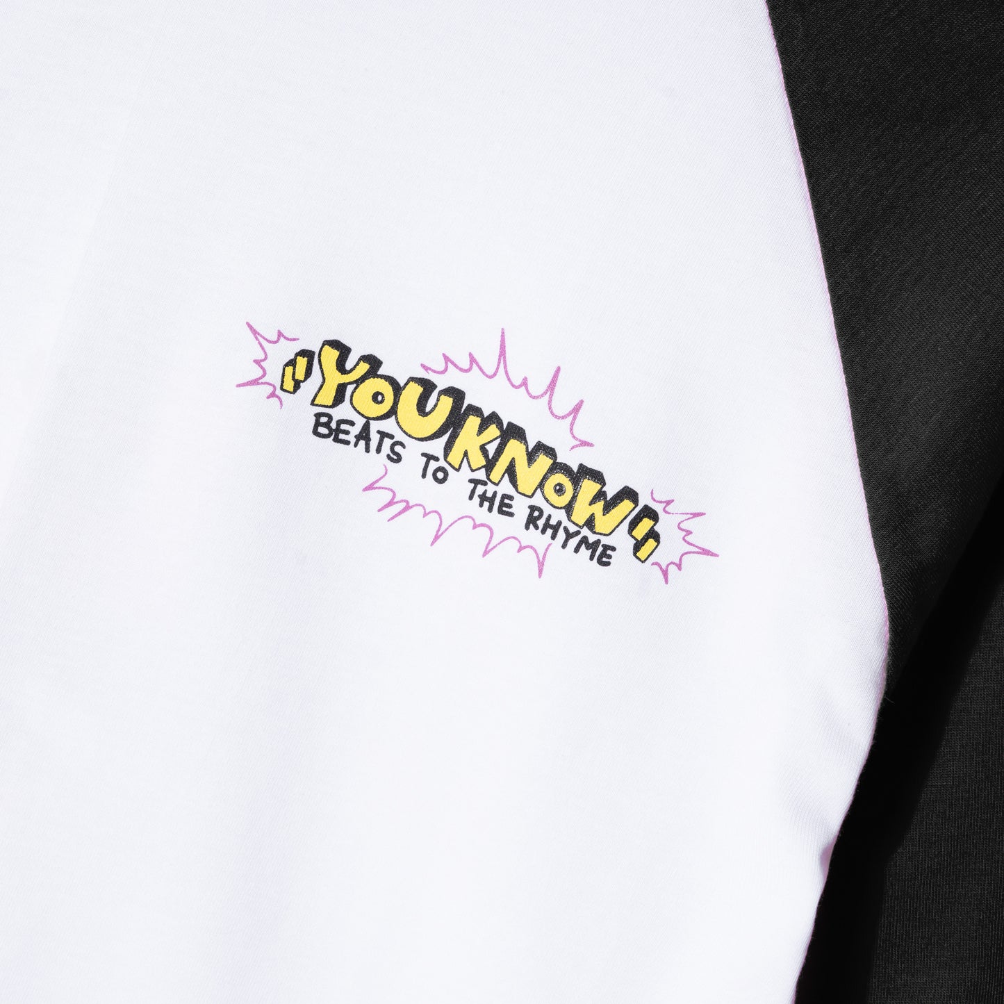 YOU KNOW... BEATS TO THE RHYME Raglan Tee in Black/White
