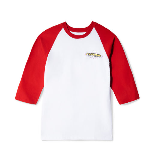 YOU KNOW... BEATS TO THE RHYME Raglan Tee in Red/White