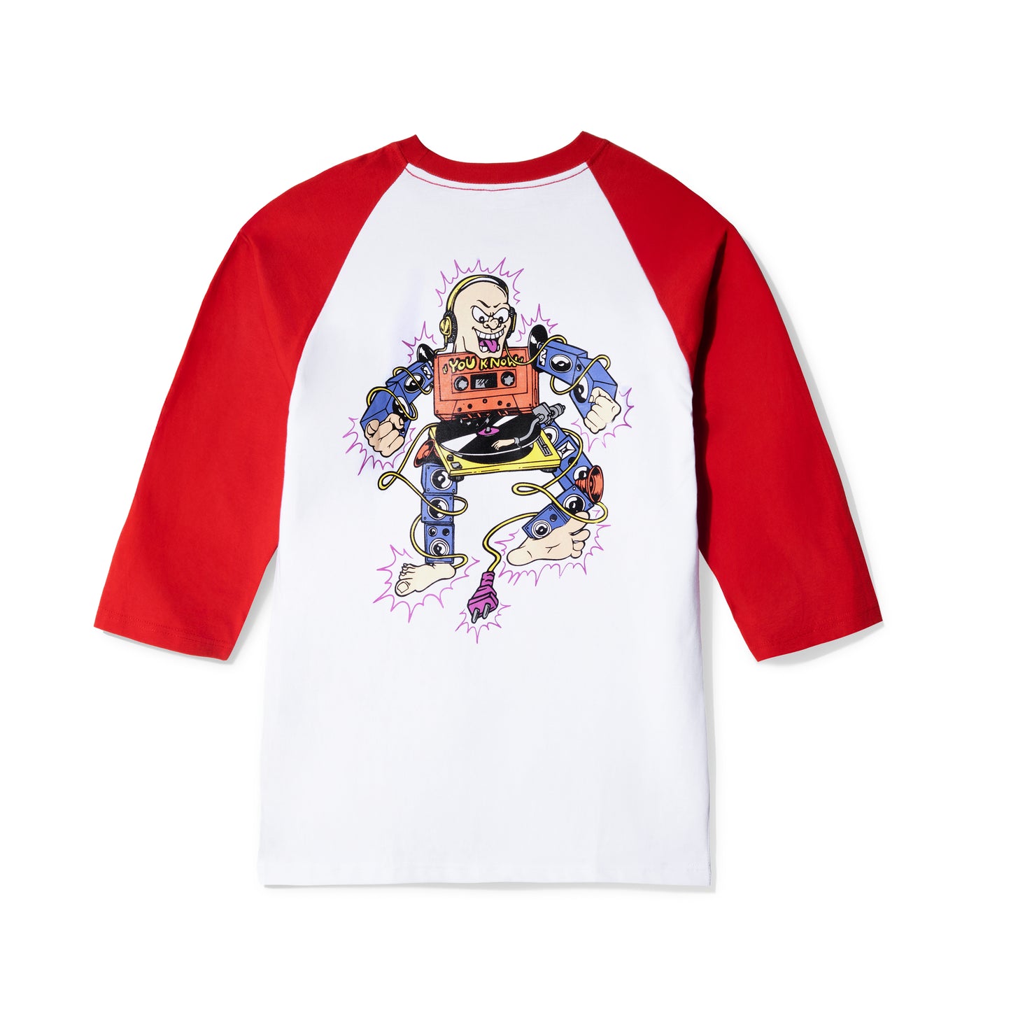 YOU KNOW... BEATS TO THE RHYME Raglan Tee in Red/White