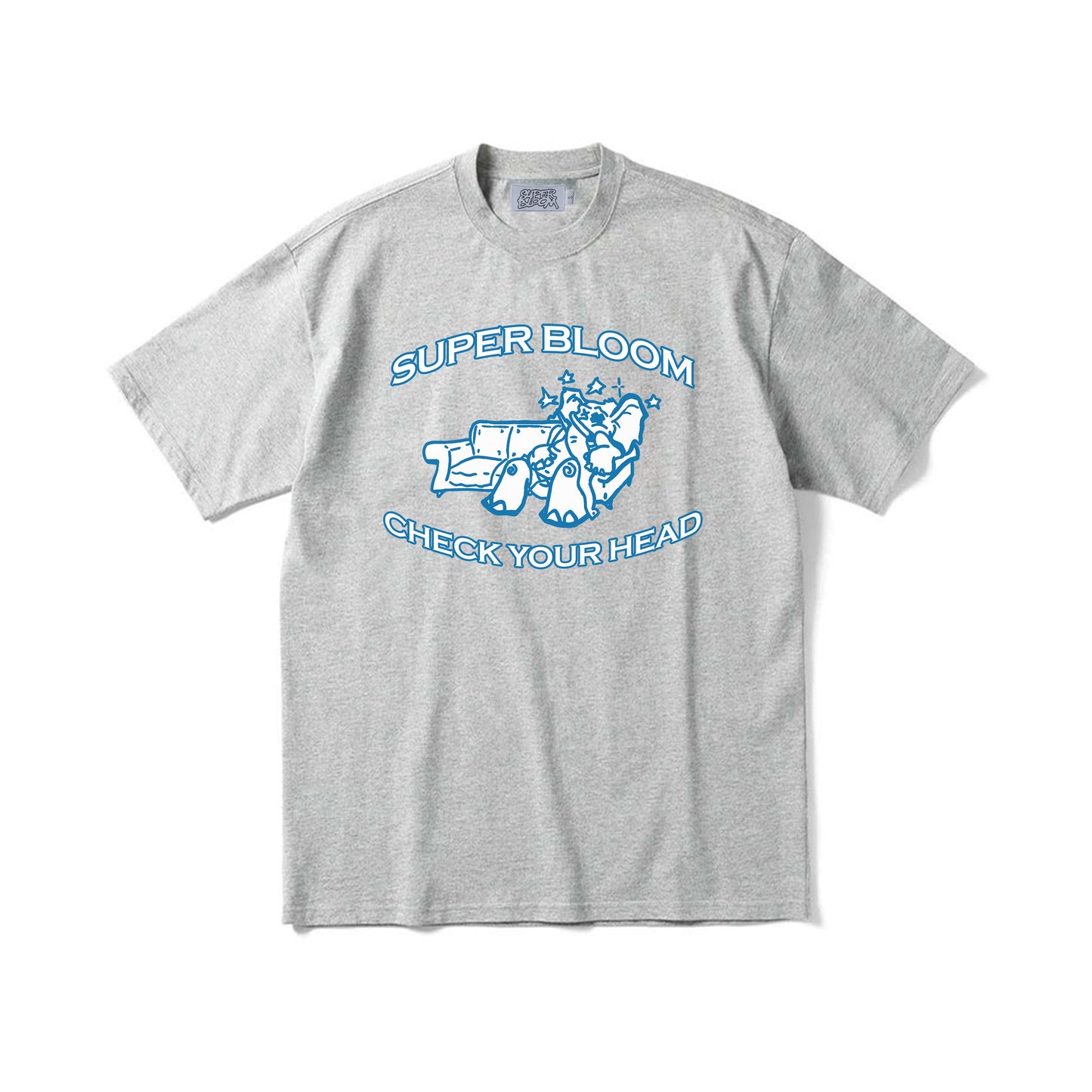 チェック・ユア・ヘッドTシャツ グレー フロントプリント