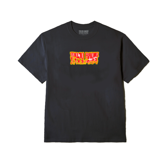 CORE LOGO DISTORT RD YLW WHT IN BLACK TEE