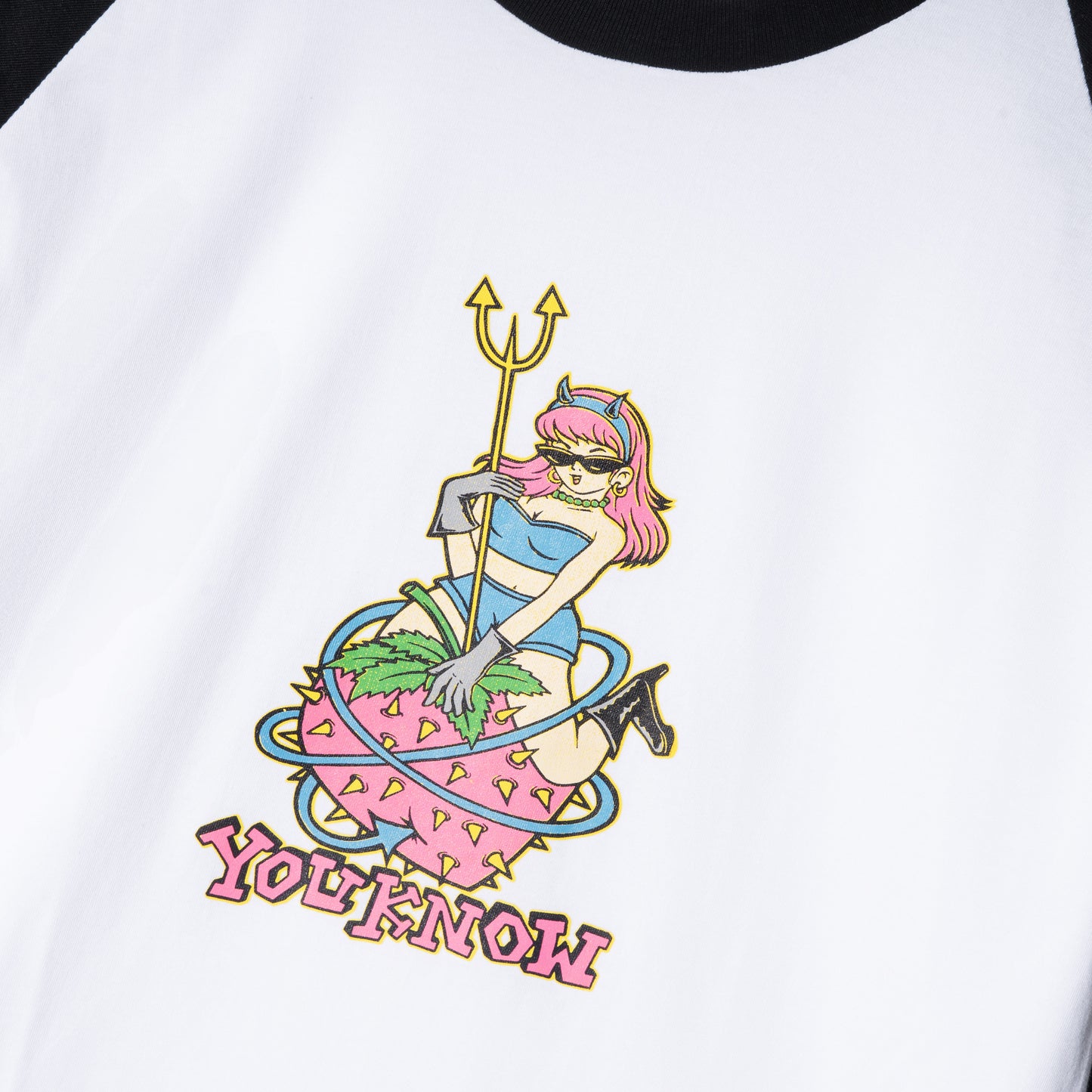 We Edn Angel Raglan Tee in Black/White