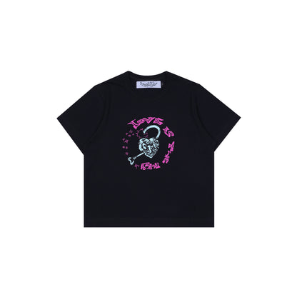 LOVE IS THE KEY BABY TEE BLACK