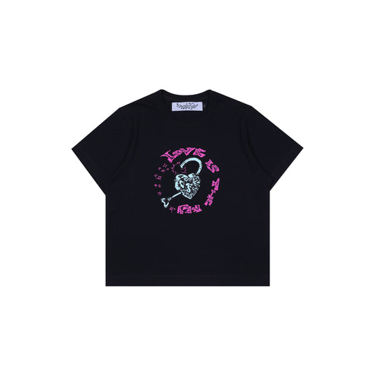 LOVE IS THE KEY BABY TEE BLACK