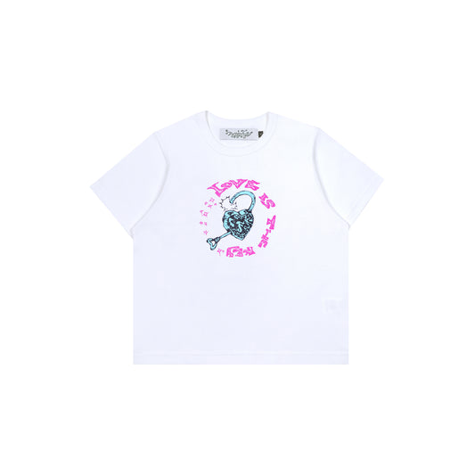 LOVE IS THE KEY BABY TEE WHITE