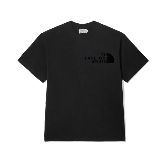 To Face The Truth Tee in Black Front Print